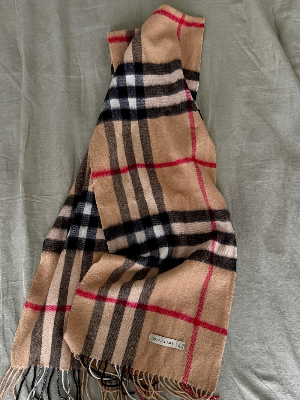 Burberry Beige Plaid Cashmere Scarf - Picture 4 of 6